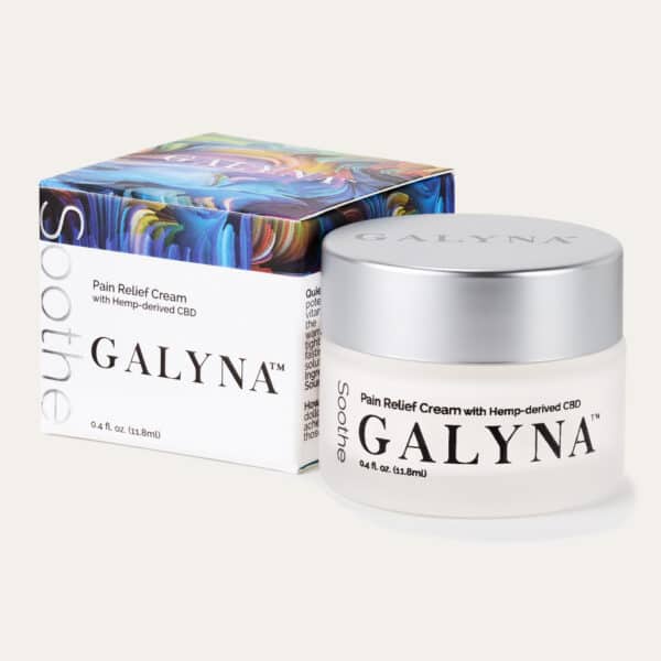 GALYNA Soothe Mini Jar and box showcasing the colorful, elegant feel of GALYNA.